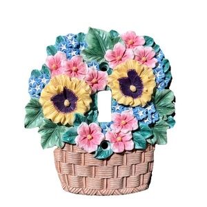 Vtg Avon Basket Of Flowers 3D Single Light Switch Cover Colorful Grandmacore
